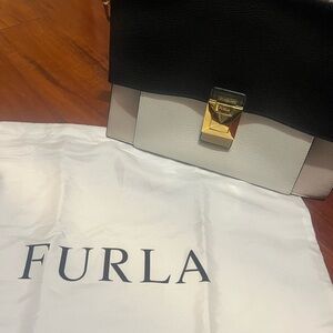Furla Two-Tone Black and Cream Shoulder Bag